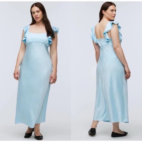 Madewell Dresses & Skirts - NWT Madewell Maxi Slip Dress Size 8 Flutter Sleeve Clarity‎ Baby Blue NP137